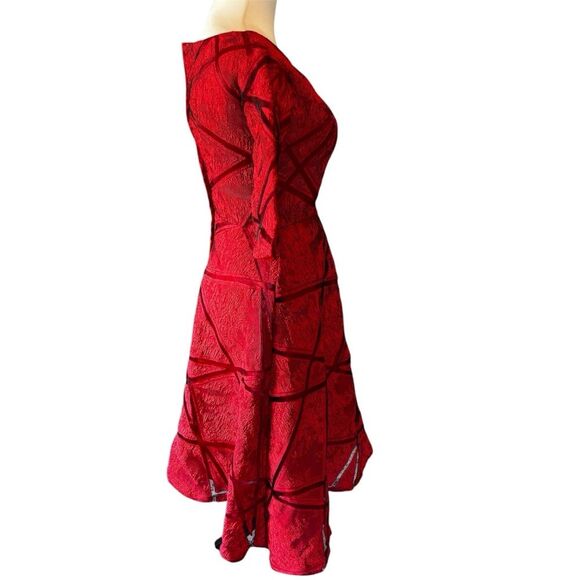 Custom EUC Red Lace Fit & Flare Dress | Padded Bust | Elegant Party Midi - Picture 6 of 8